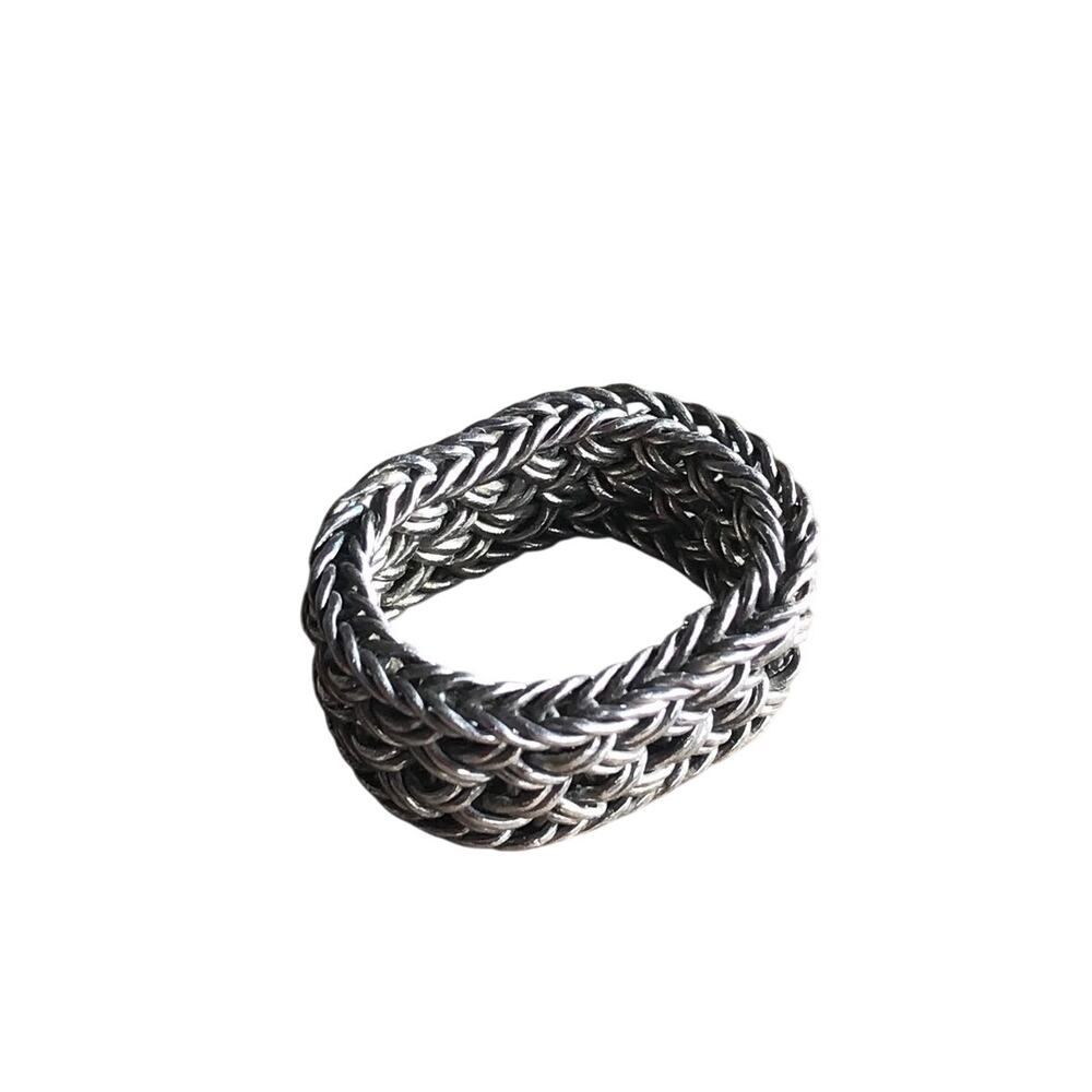 Vintage Lois Hill Sterling Silver Woven Band Ring sz 5.5